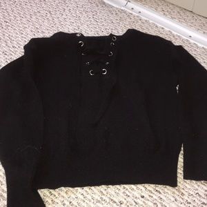 Black Tie Up Sweater
